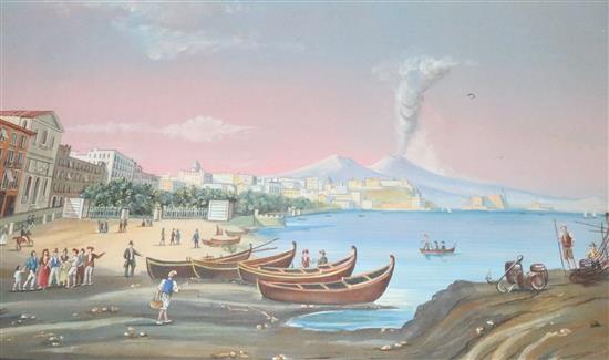 Neopolitan School, gouache, Bay of Naples